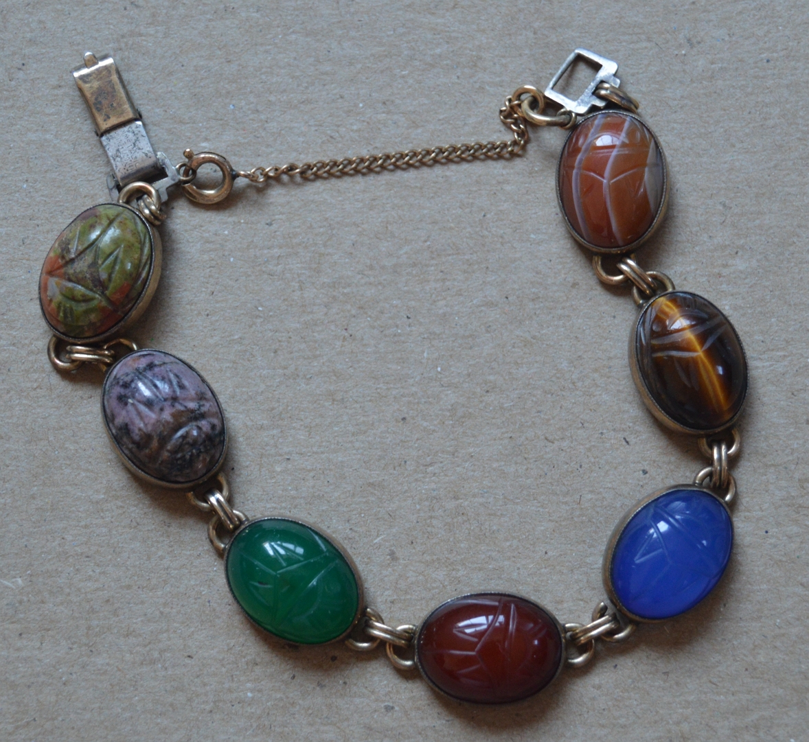 Buy Vintage Scarab Bracelet in 12k Gold Filled Bloodstone Chrysoprase Tiger  Eye Egyptian Revival 1940s 1950s Jewelry Unique Gift for Her Online in  India - Etsy
